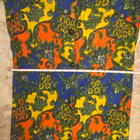 Vintage 70s Mod Floral Paisley Midi Dress - Picture 12 of 14